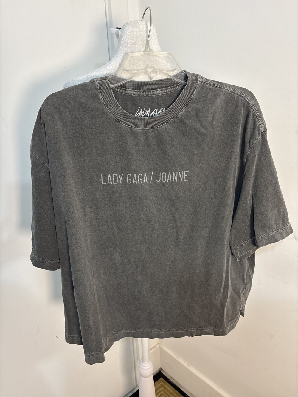 Lady Gaga Joanne Album Merch Gray T-Shirt Crop Boxy Fit Size Large (G)